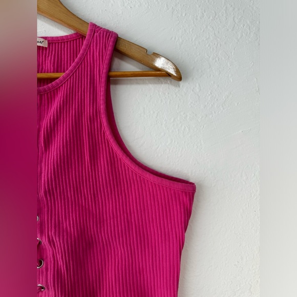 DEREKHEART Light Pink Oversized Tank Top XL Top Lace Woman Crop Top Halter Top - Picture 6 of 10